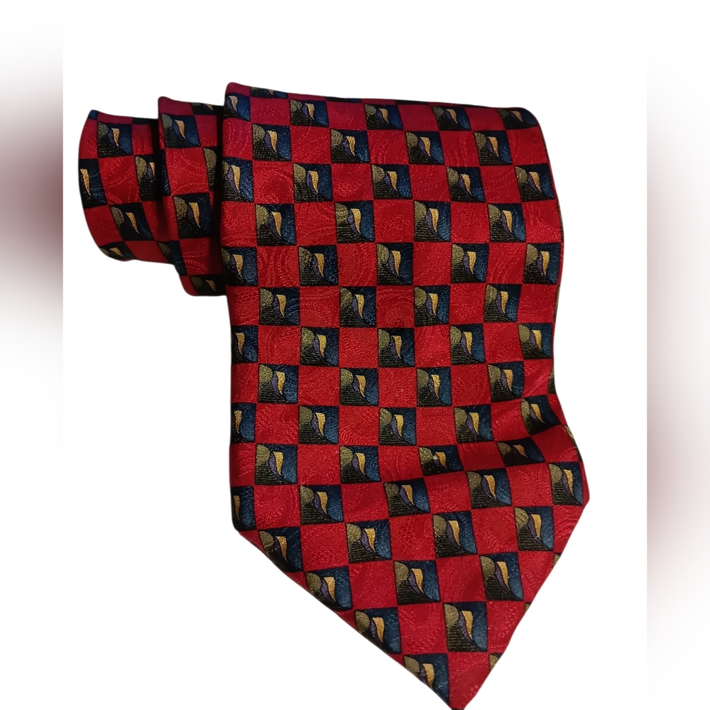 Ferrell Reed Handsewn Silk Red Patterned Tie